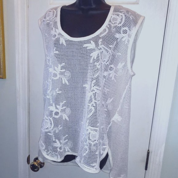 NEW w/TAG! Banana Republic XL Crochet Mesh Embroidered Swim Cover/Tunic - Picture 1 of 13